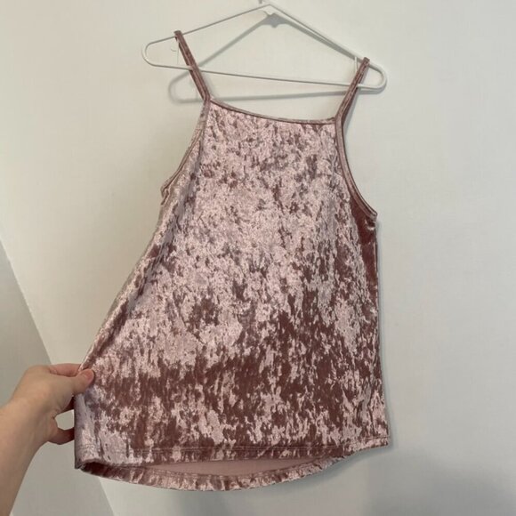 ALLISON JOY EVEREVE Cori Velvet Tank Blush Light Pink Velour Sleeveless Preppy M - Picture 12 of 12